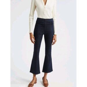 Veronica Beard Carson Off Duty Ankle Flare High Rise Sz (XS/S) Dark Blue Oxford